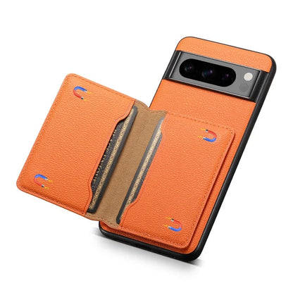 For Google Pixel 8 Pro Case Calf Texture Card Slots Leather Coated PC+TPU Cover