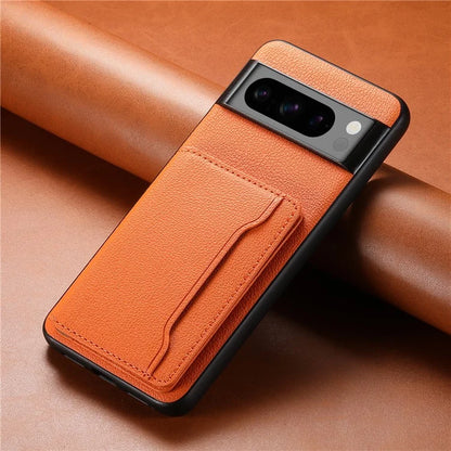 For Google Pixel 8 Pro Case Calf Texture Card Slots Leather Coated PC+TPU Cover