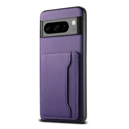 For Google Pixel 8 Pro Case Calf Texture Card Slots Leather Coated PC+TPU Cover