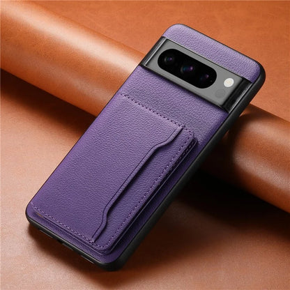 For Google Pixel 8 Pro Case Calf Texture Card Slots Leather Coated PC+TPU Cover