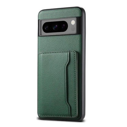 For Google Pixel 8 Pro Case Calf Texture Card Slots Leather Coated PC+TPU Cover