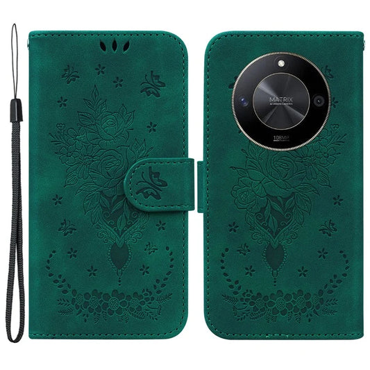For Honor X9b 5G / Magic6 Lite 5G / X50 5G Case Leather Stand Phone Protector Rose Butterfly Imprinted