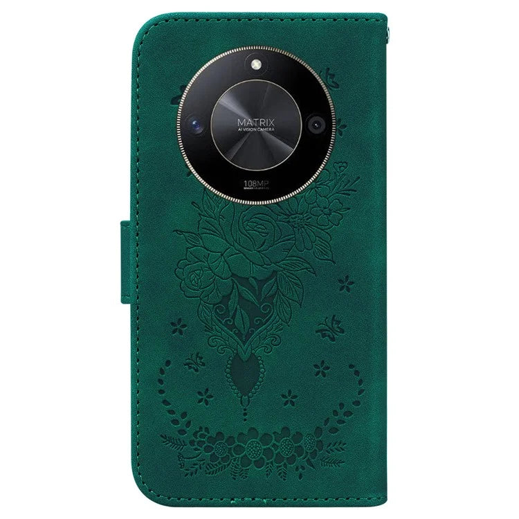For Honor X9b 5G / Magic6 Lite 5G / X50 5G Case Leather Stand Phone Protector Rose Butterfly Imprinted