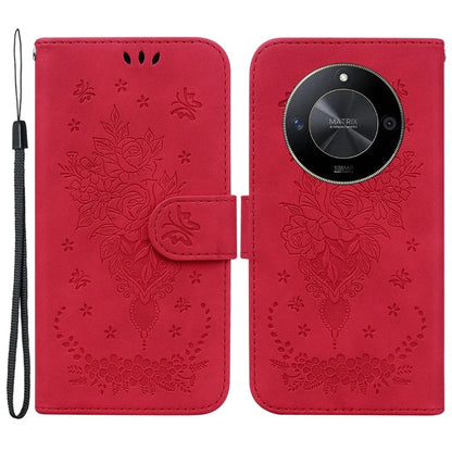 For Honor X9b 5G / Magic6 Lite 5G / X50 5G Case Leather Stand Phone Protector Rose Butterfly Imprinted