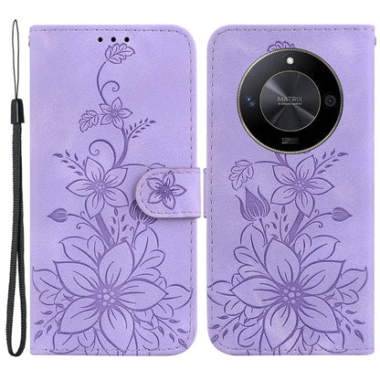 For Honor X9b 5G / Magic6 Lite 5G Case Wallet Leather Cover Imprinted Flower Pattern