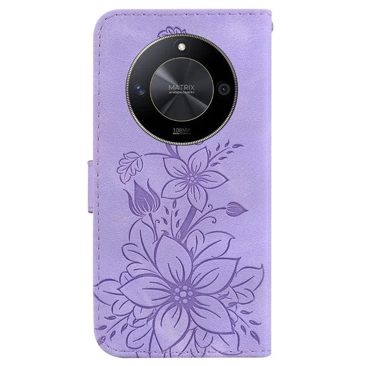 For Honor X9b 5G / Magic6 Lite 5G Case Wallet Leather Cover Imprinted Flower Pattern