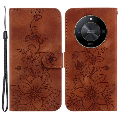 For Honor X9b 5G / Magic6 Lite 5G Case Wallet Leather Cover Imprinted Flower Pattern