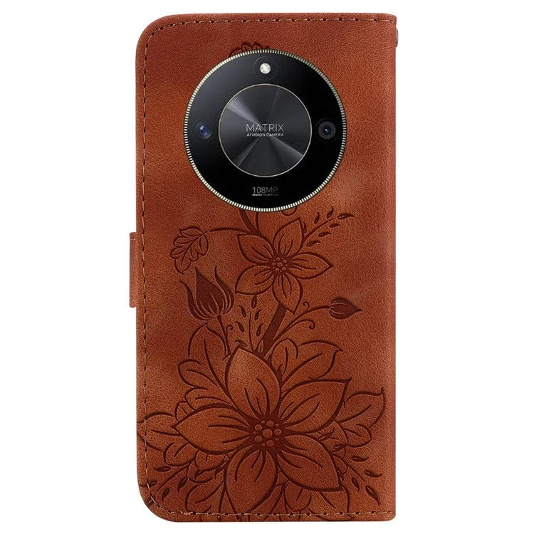 For Honor X9b 5G / Magic6 Lite 5G Case Wallet Leather Cover Imprinted Flower Pattern