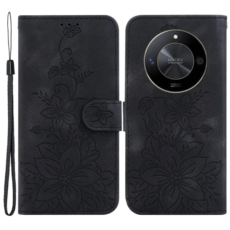 For Honor X9b 5G / Magic6 Lite 5G Case Wallet Leather Cover Imprinted Flower Pattern