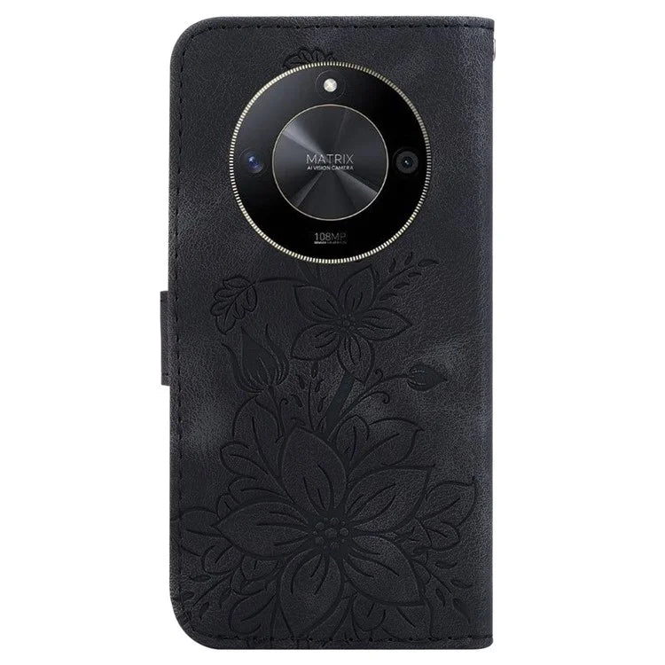 For Honor X9b 5G / Magic6 Lite 5G Case Wallet Leather Cover Imprinted Flower Pattern