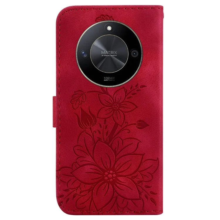For Honor X9b 5G / Magic6 Lite 5G Case Wallet Leather Cover Imprinted Flower Pattern