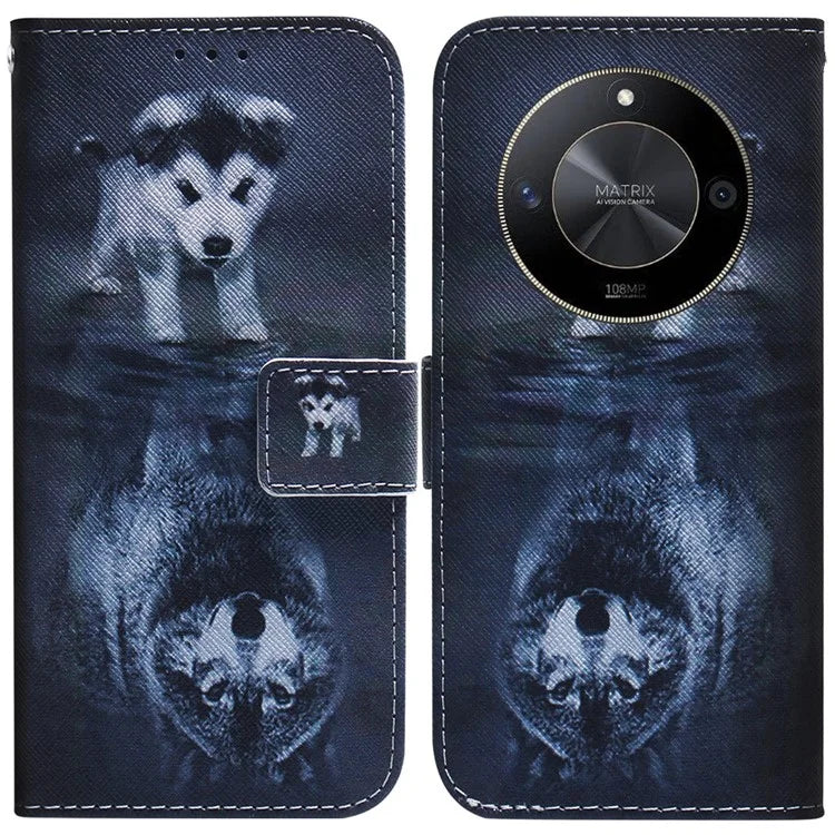 For Honor X9b 5G / Magic6 Lite 5G Case Pattern Print Leather Wallet Cover and Wolf