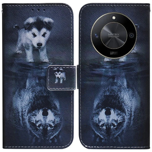 For Honor X9b 5G / Magic6 Lite 5G Case Pattern Print Leather Wallet Cover and Wolf
