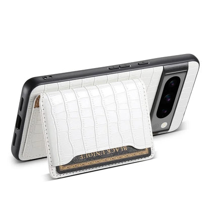 For Google Pixel 8 Pro Kickstand Case Card Holder Phone Cover Crocodile Texture