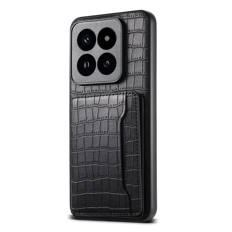 For Xiaomi 14 Pro Case Crocodile Texture Leather Coated PC+TPU Phone Cover