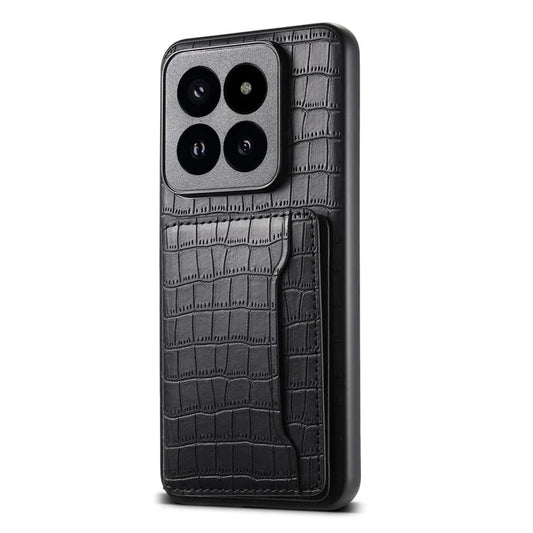 For Xiaomi 14 Pro Case Crocodile Texture Leather Coated PC+TPU Phone Cover