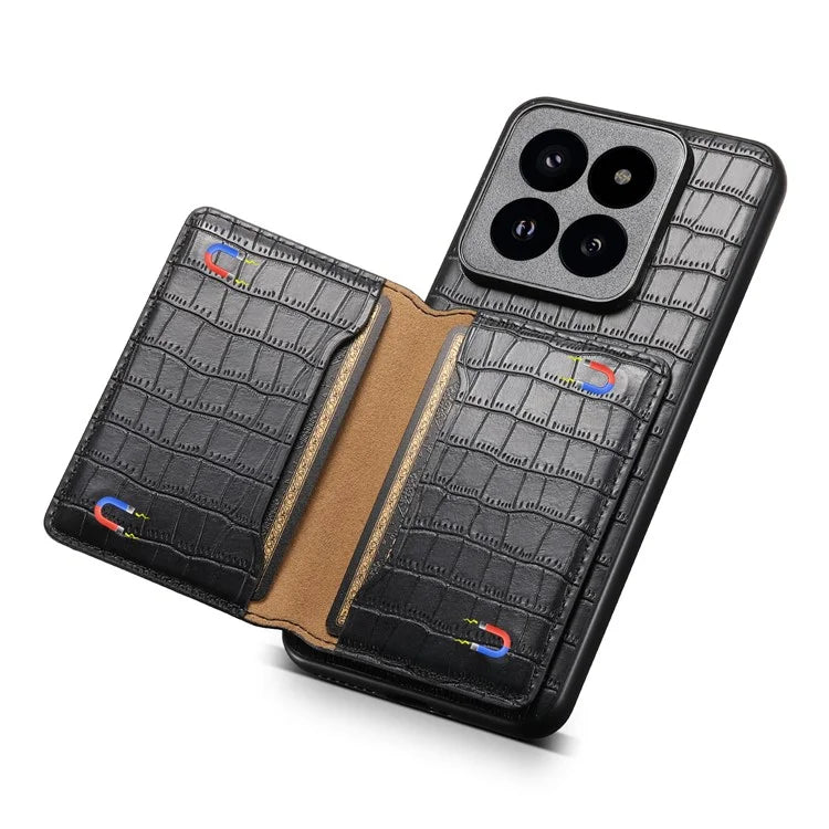 For Xiaomi 14 Pro Case Crocodile Texture Leather Coated PC+TPU Phone Cover