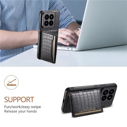 For Xiaomi 14 Pro Case Crocodile Texture Leather Coated PC+TPU Phone Cover