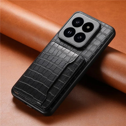 For Xiaomi 14 Pro Case Crocodile Texture Leather Coated PC+TPU Phone Cover