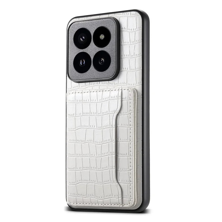 For Xiaomi 14 Pro Case Crocodile Texture Leather Coated PC+TPU Phone Cover