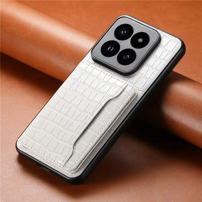 For Xiaomi 14 Pro Case Crocodile Texture Leather Coated PC+TPU Phone Cover