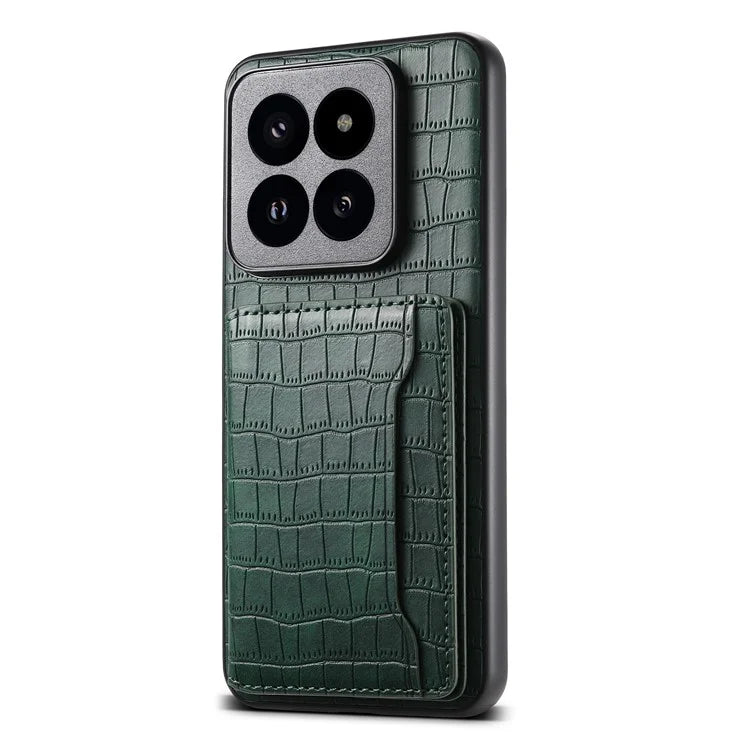 For Xiaomi 14 Pro Case Crocodile Texture Leather Coated PC+TPU Phone Cover