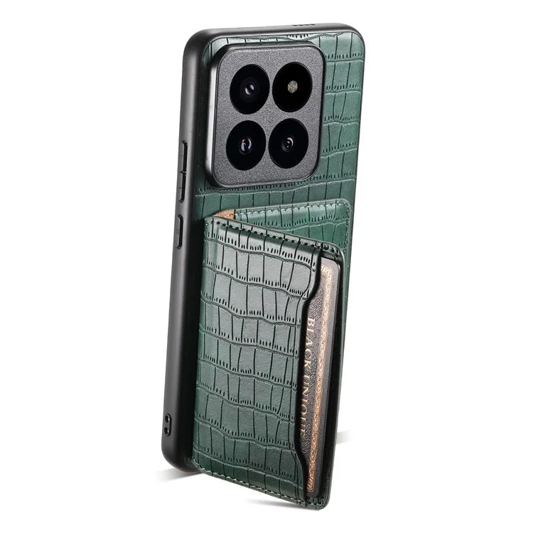 For Xiaomi 14 Pro Case Crocodile Texture Leather Coated PC+TPU Phone Cover