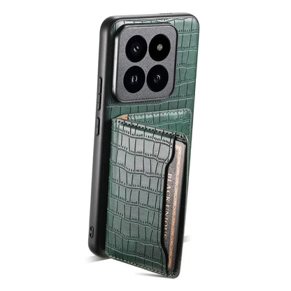 For Xiaomi 14 Pro Case Crocodile Texture Leather Coated PC+TPU Phone Cover
