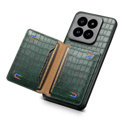 For Xiaomi 14 Pro Case Crocodile Texture Leather Coated PC+TPU Phone Cover