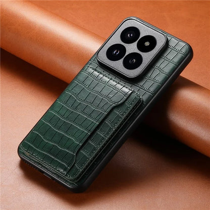 For Xiaomi 14 Pro Case Crocodile Texture Leather Coated PC+TPU Phone Cover