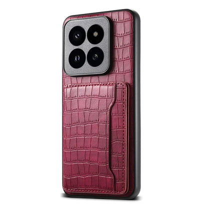For Xiaomi 14 Pro Case Crocodile Texture Leather Coated PC+TPU Phone Cover
