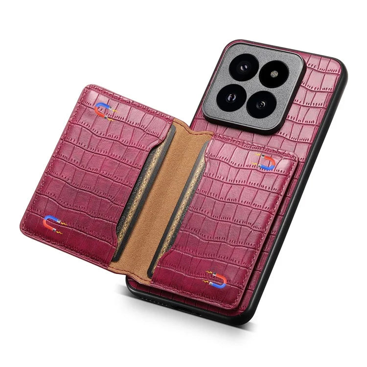 For Xiaomi 14 Pro Case Crocodile Texture Leather Coated PC+TPU Phone Cover