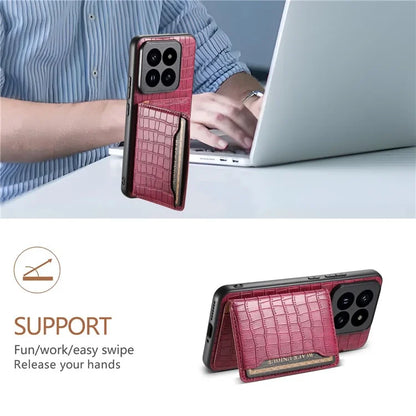 For Xiaomi 14 Pro Case Crocodile Texture Leather Coated PC+TPU Phone Cover