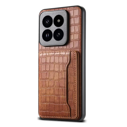 For Xiaomi 14 Pro Case Crocodile Texture Leather Coated PC+TPU Phone Cover