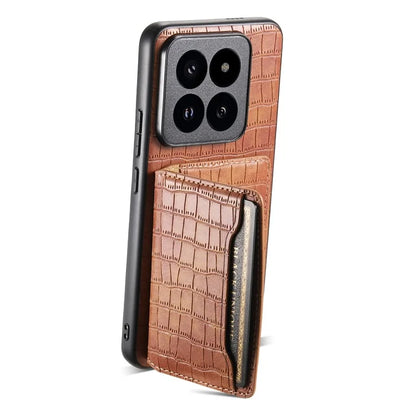 For Xiaomi 14 Pro Case Crocodile Texture Leather Coated PC+TPU Phone Cover