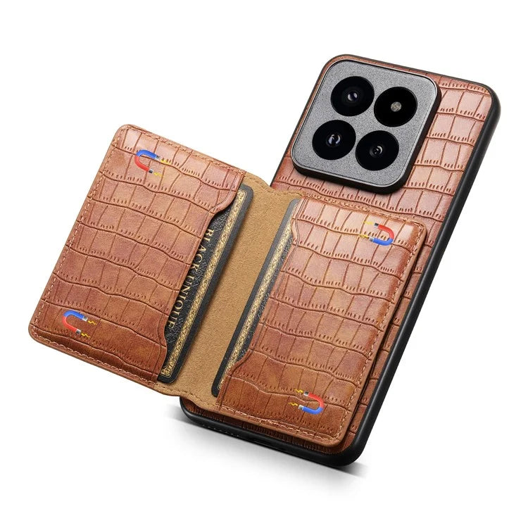 For Xiaomi 14 Pro Case Crocodile Texture Leather Coated PC+TPU Phone Cover