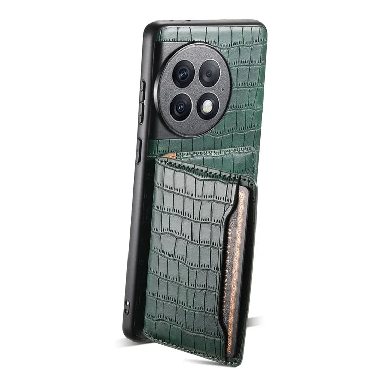 For OnePlus Ace 2 Pro 5G Case Crocodile Texture Phone Cover Card Slots