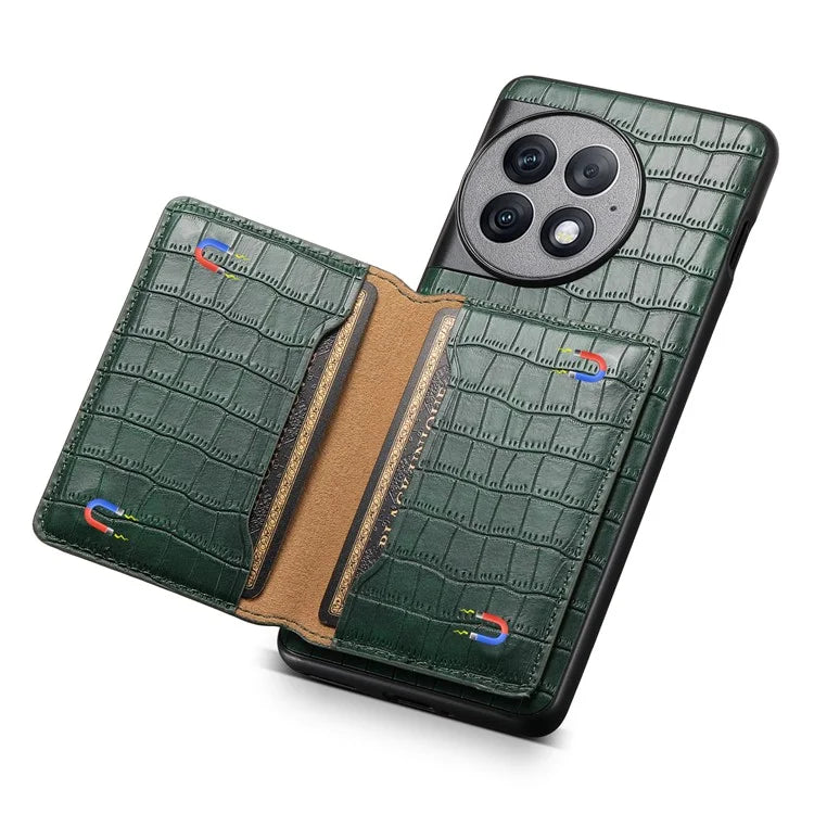 For OnePlus Ace 2 Pro 5G Case Crocodile Texture Phone Cover Card Slots