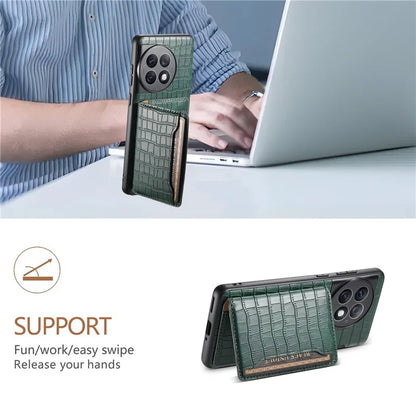 For OnePlus Ace 2 Pro 5G Case Crocodile Texture Phone Cover Card Slots