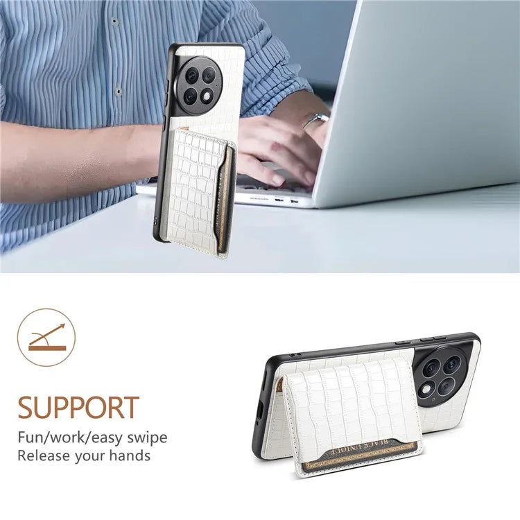 For OnePlus Ace 2 Pro 5G Case Crocodile Texture Phone Cover Card Slots