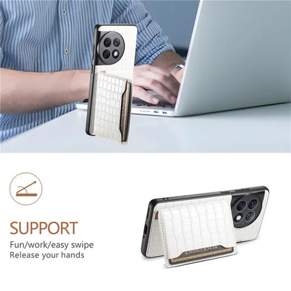 For OnePlus Ace 2 Pro 5G Case Crocodile Texture Phone Cover Card Slots