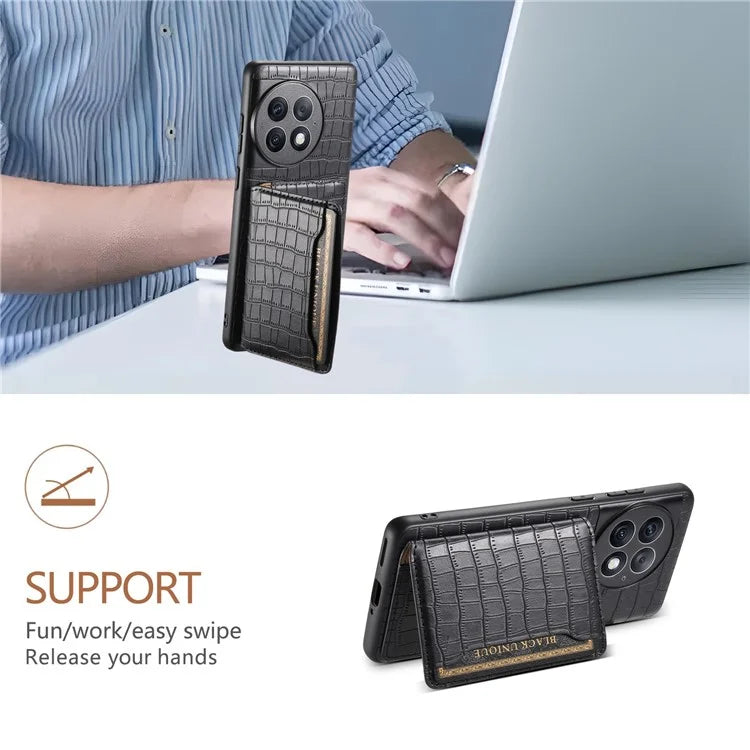 For OnePlus Ace 2 Pro 5G Case Crocodile Texture Phone Cover Card Slots