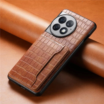 For OnePlus Ace 2 Pro 5G Case Crocodile Texture Phone Cover Card Slots