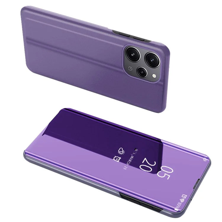 For Xiaomi Redmi 12 4G / Redmi 12 5G (Global) Case Leather Flip Stand Phone Cover with View Window  /  Blue