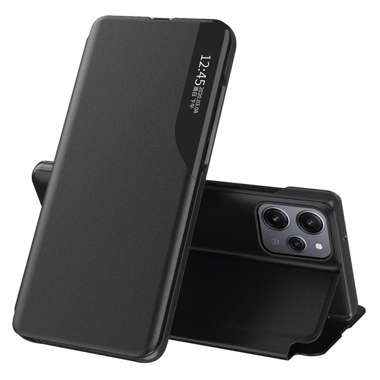 For Xiaomi Redmi 12 4G / Redmi 12 5G (Global) / Redmi 12R 4G Cell Phone Case View Window Foldable Stand Cover