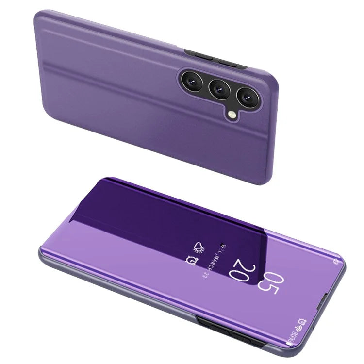 For Samsung Galaxy A25 5G (Global) (161.0 x 76.5 x 8.3mm) Case View Window Shockproof Phone Stand Cover  /  Blue