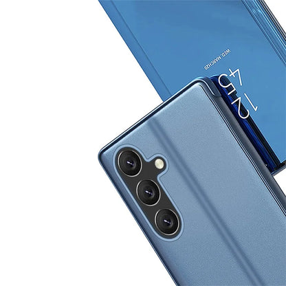 For Samsung Galaxy A25 5G (Global) (161.0 x 76.5 x 8.3mm) Case View Window Shockproof Phone Stand Cover  /  Blue