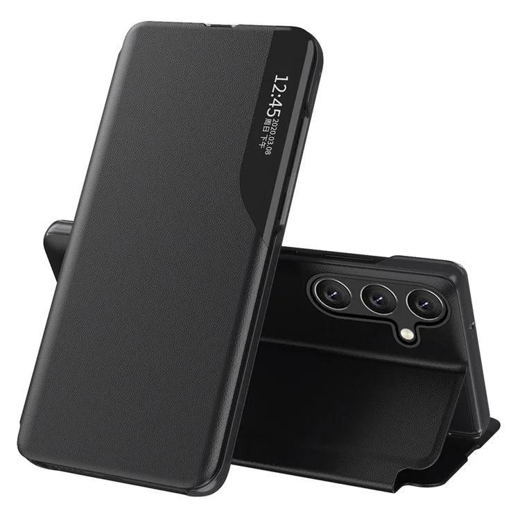 For Samsung Galaxy A25 5G (Global) (161.0 x 76.5 x 8.3mm) Case Anti-scratch Leather+PC Phone Stand Cover