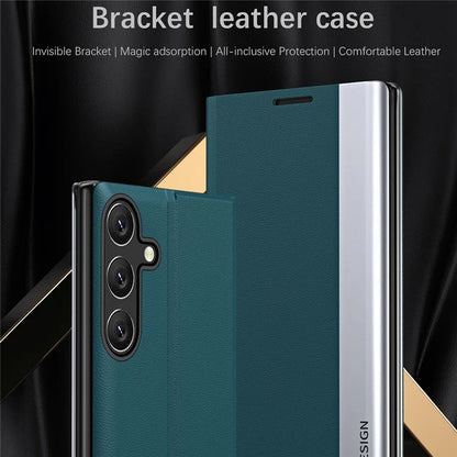 For Samsung Galaxy A25 5G (Global) (161.0 x 76.5 x 8.3mm) Case Drop-proof PC Shell+Leather Stand Phone Cover