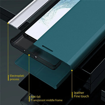 For Samsung Galaxy A25 5G (Global) (161.0 x 76.5 x 8.3mm) Case Drop-proof PC Shell+Leather Stand Phone Cover